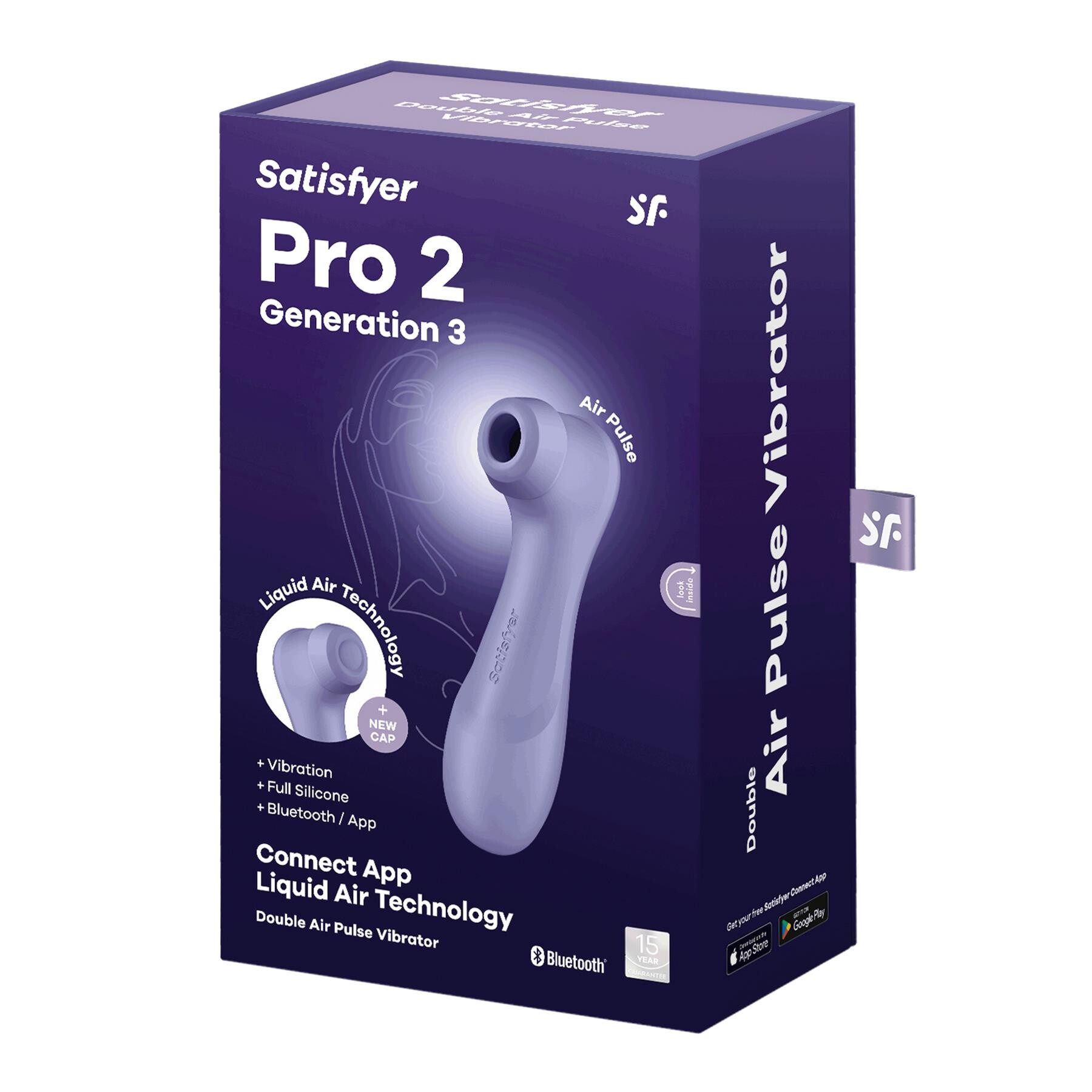 Satisfyer Pro 2 Gen 3 Liquid Air Clitoral Stimulator with Bluetooth - Package Shot color purple