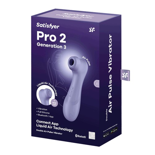 Satisfyer Pro 2 Gen 3 Liquid Air Clitoral Stimulator with Bluetooth - Package Shot color purple