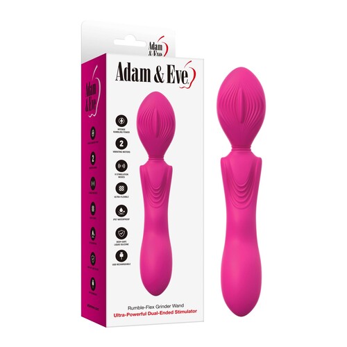 Adam & Eve Rumble Flex Grinder Wand Massager - Product and Packaging