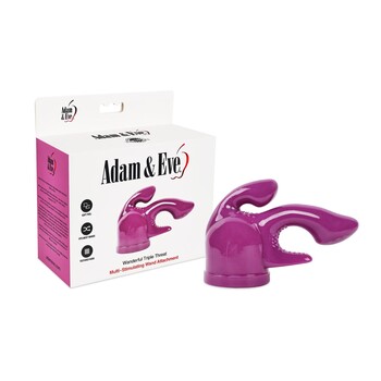 Adam & Eve Wanderful Triple Threat Wand Attachment - Product and Packaging