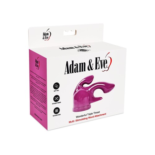 Adam & Eve Wanderful Triple Threat Wand Attachment - Packaging - Front