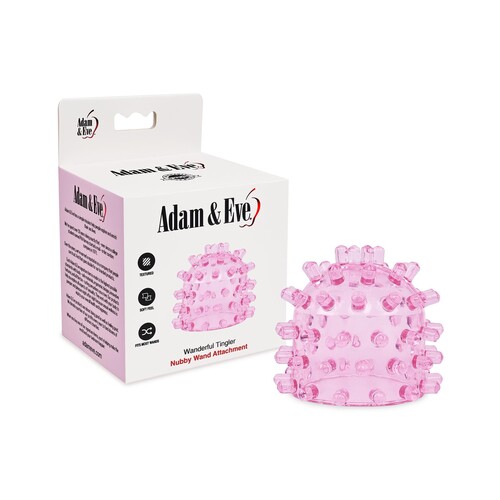 Adam & Eve Wanderful Tingler Nubby Wand Attachment - Product and Packaging