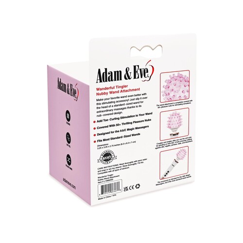 Adam & Eve Wanderful Tingler Nubby Wand Attachment - Packaging Shot - Back
