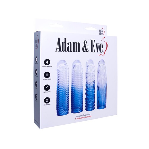 Adam & Eve Sapphire Sleeve Set - Penis Sleeves and Extensions | Adam & Eve