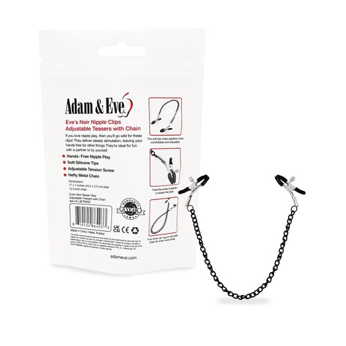 Eve's Noir Sensual Nipple Clips AND BACK OF PACKAGE