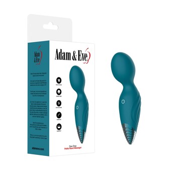 Adam & Eve Dew Drop Petite Wand Massager - Product and Packaging