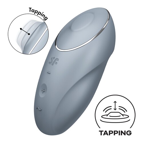 Satisfyer Tap & Climax 1 Clitoral Stimulator - Product Shot #3 color blue