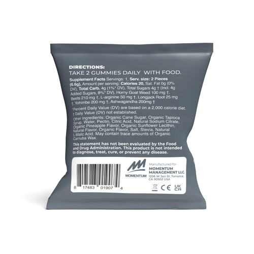 His Vitality Boost Gummies 2 Serving Foil back