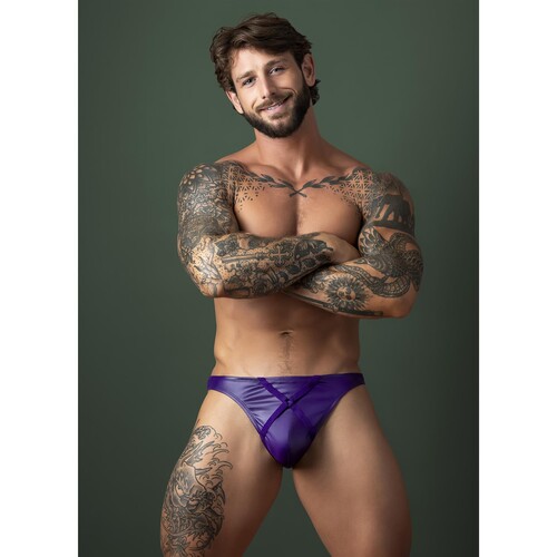 Eggplant Crossover Thong front