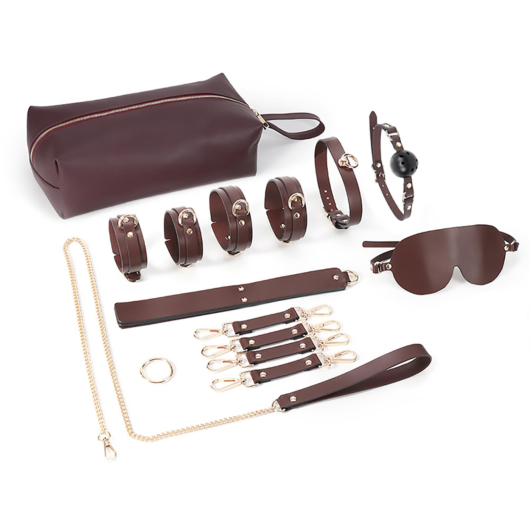 Adam & Eve Mahogany Desires Bondage Collection With Travel Case - All Components