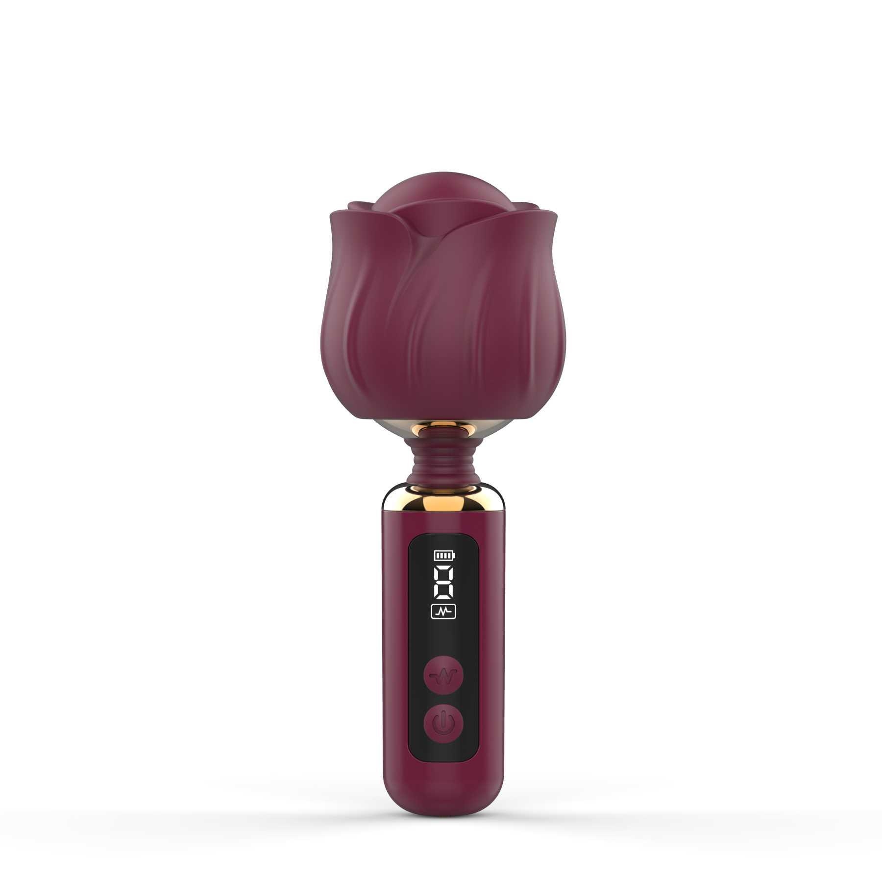 Adam & Eve The Royal Rose Digital Mini Wand - Product Shot - Garnet