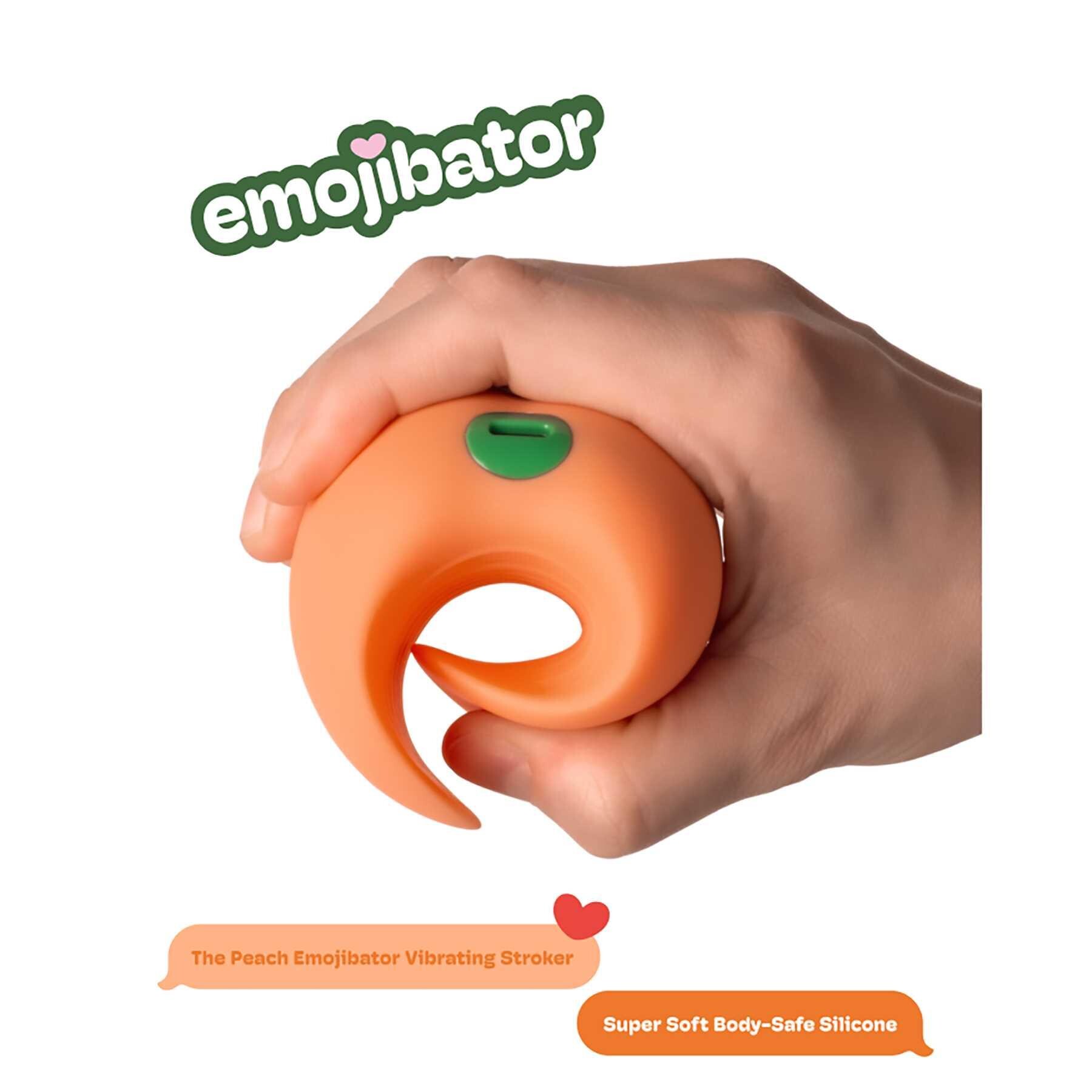 Emojibator Peach Emoji Vibrating Stroker hand held
