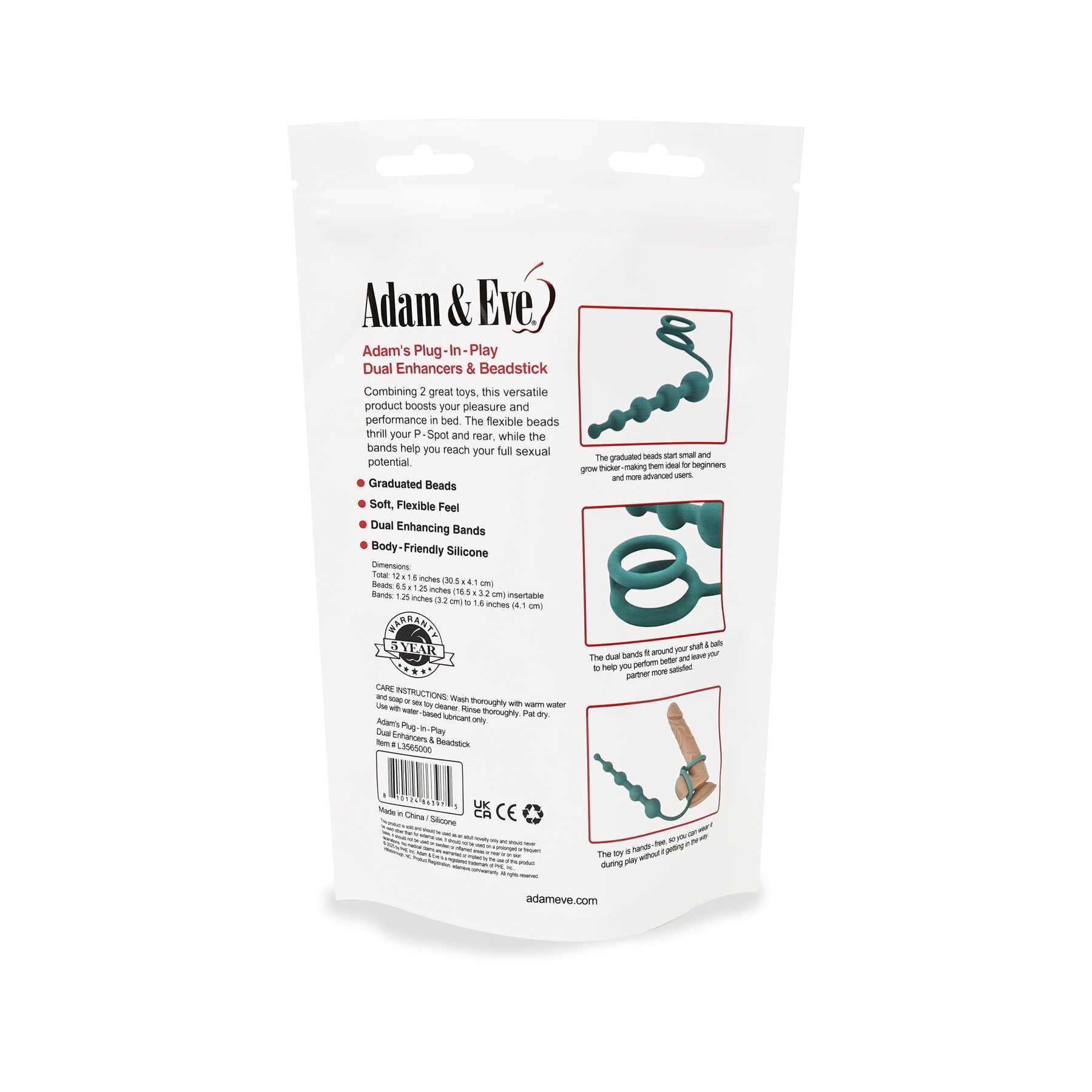 ADAM'S PLUG-IN-PLAY DUAL ENHANCER back of package