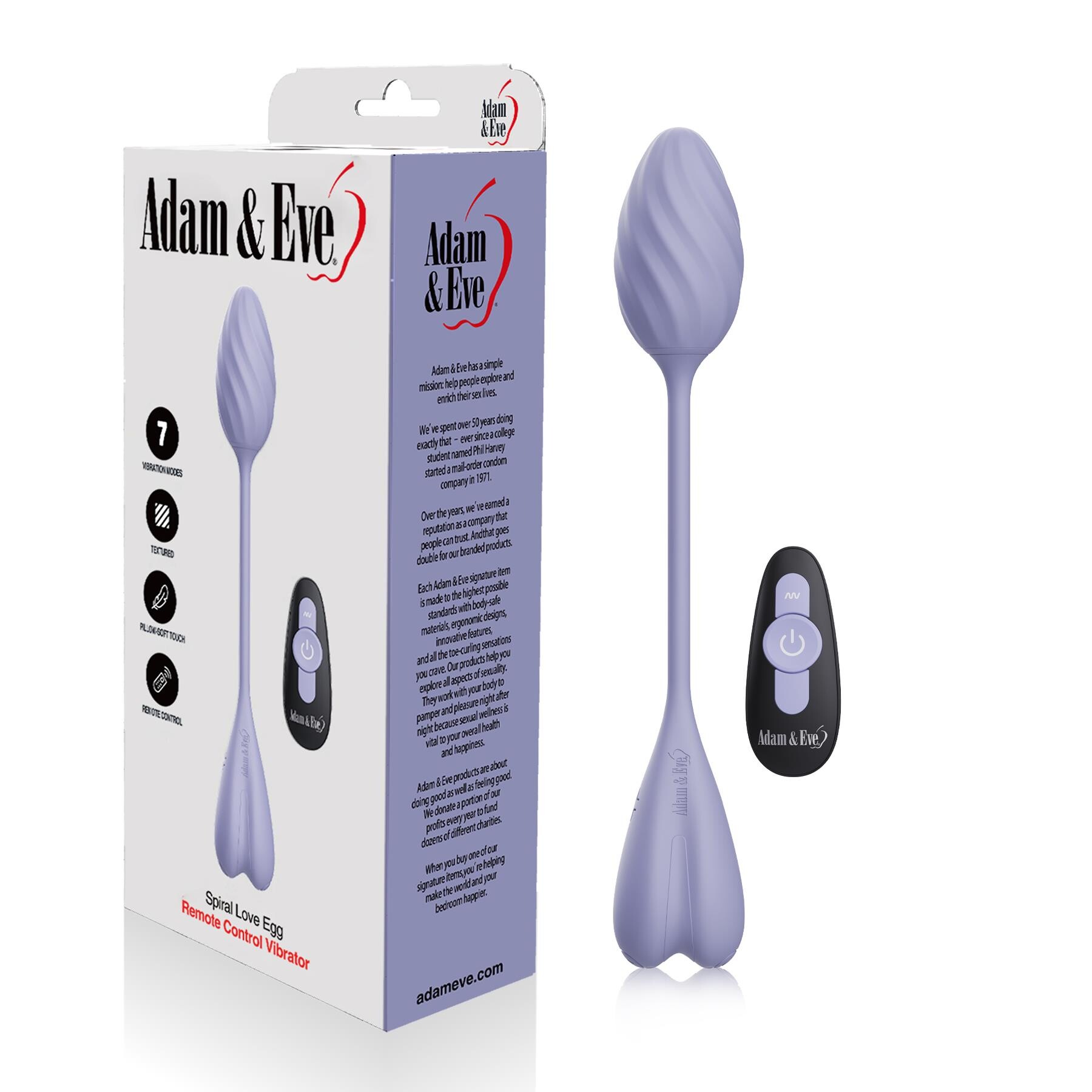 Adam & Eve Spiral Love Egg With Remote - Product and Packaging