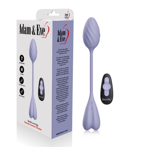 Adam & Eve Spiral Love Egg With Remote - Product and Packaging