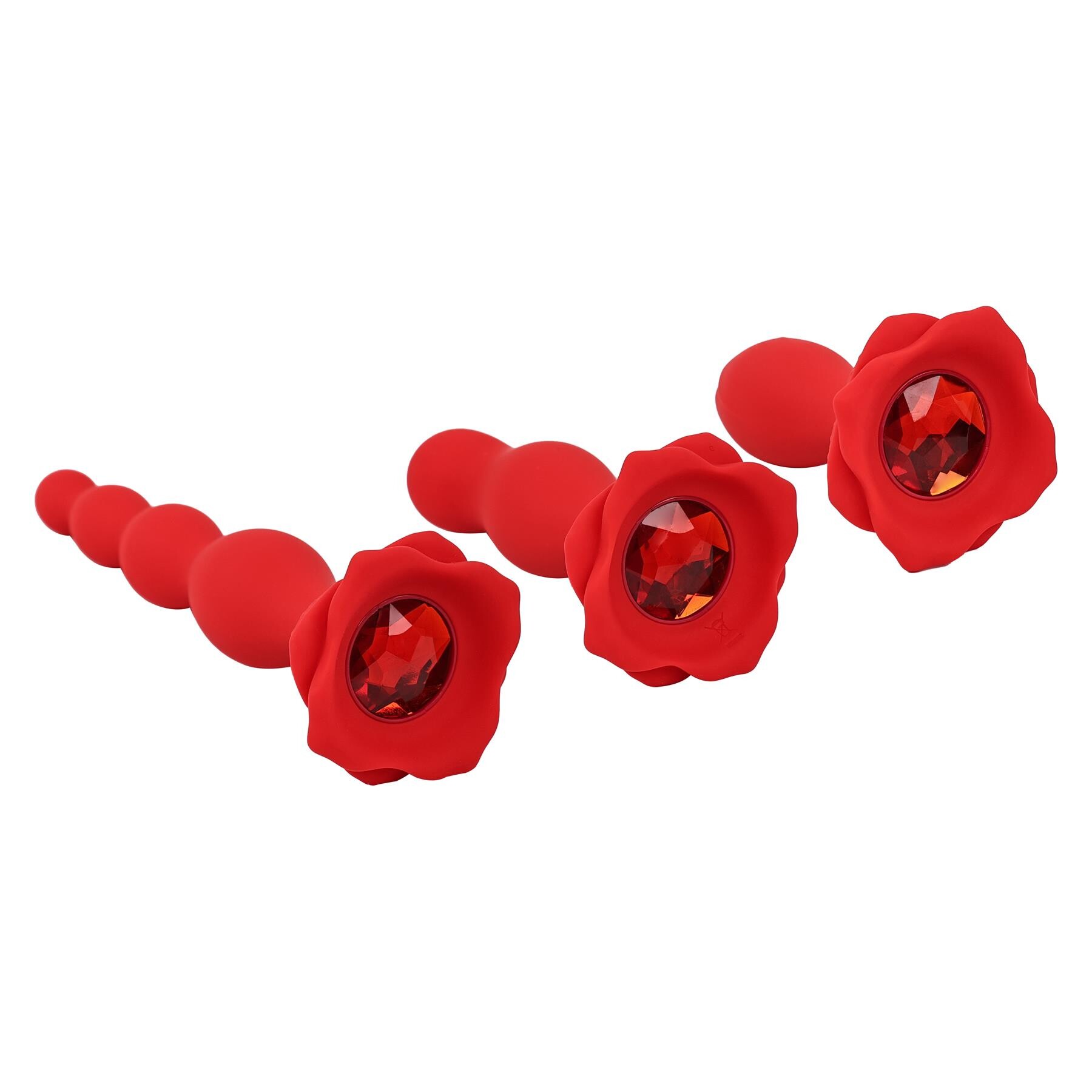 Adam & Eve Booty Bouquet 3 Piece Anal Gem Set - Product Shot Showing Gems