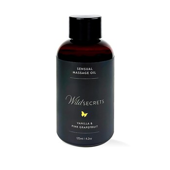 WILD SECRETS SENSUAL MASSAGE OIL pink grapefruit vanilla bean front