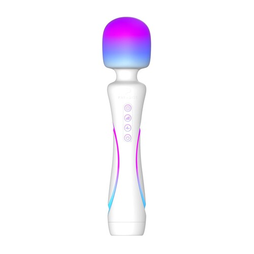Illumination Wand Massager full view with lights on showing activation buttons