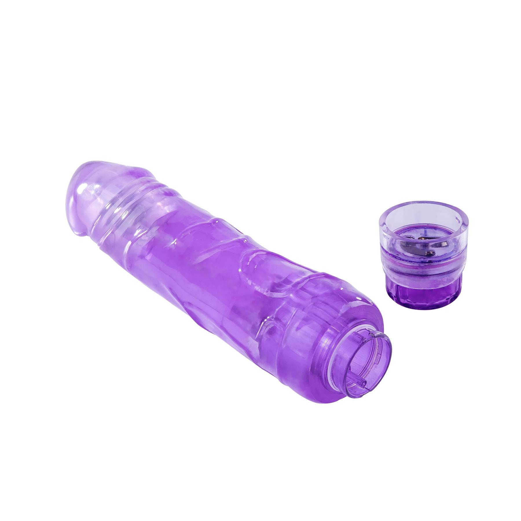 Adam & Eve Full Of Love Vibrator - Product Shot with Battery Cap Off - Purple