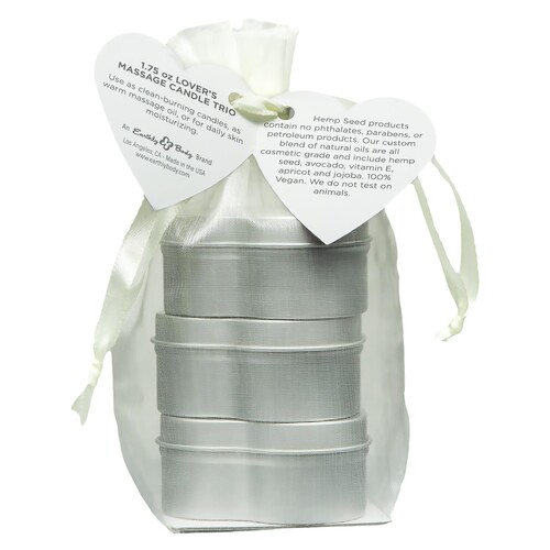 Trio Of Love Massage Candles all 3 in bag back of bag