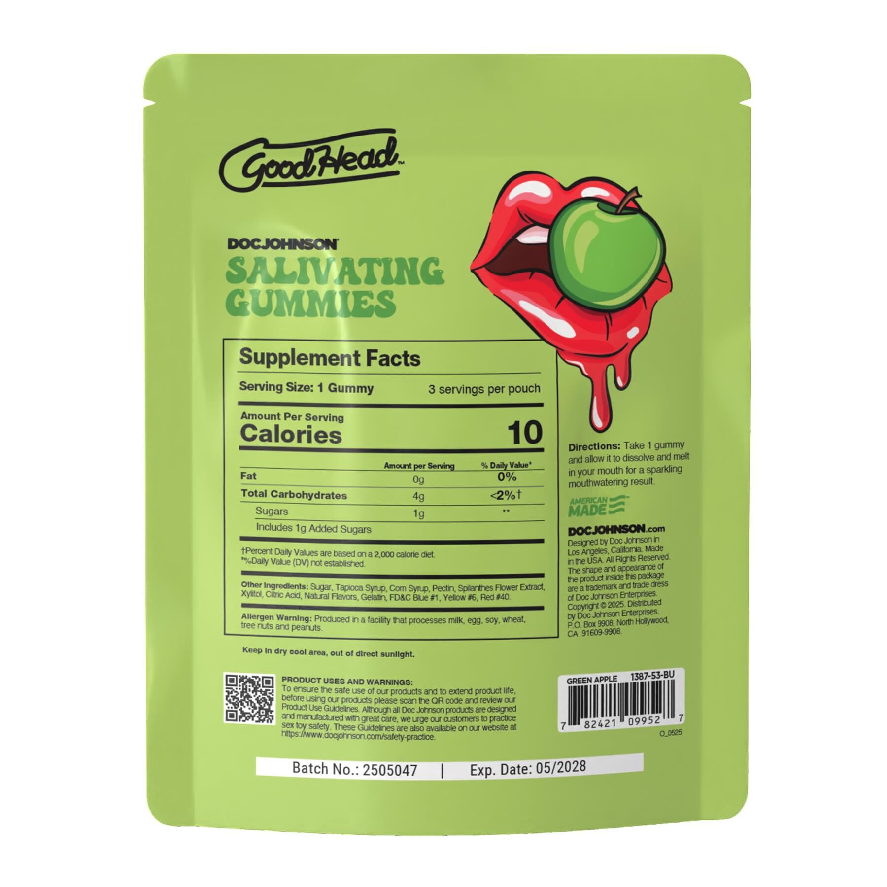 GoodHead Salivating Gummies green apple back
