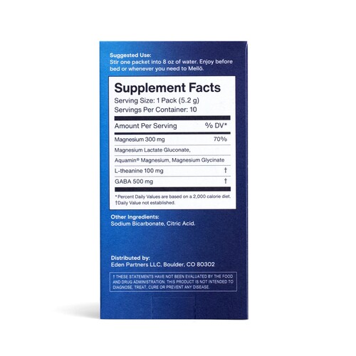 Mellö Magnesium - 10 Travel Sticks unflavored back