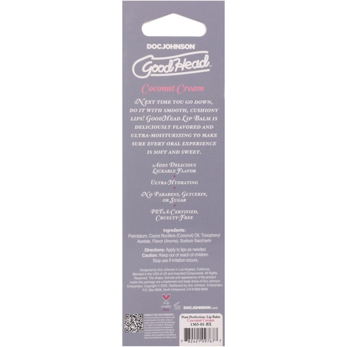 GoodHead - Pout Perfection Lip Balm Coconut Cream back of box