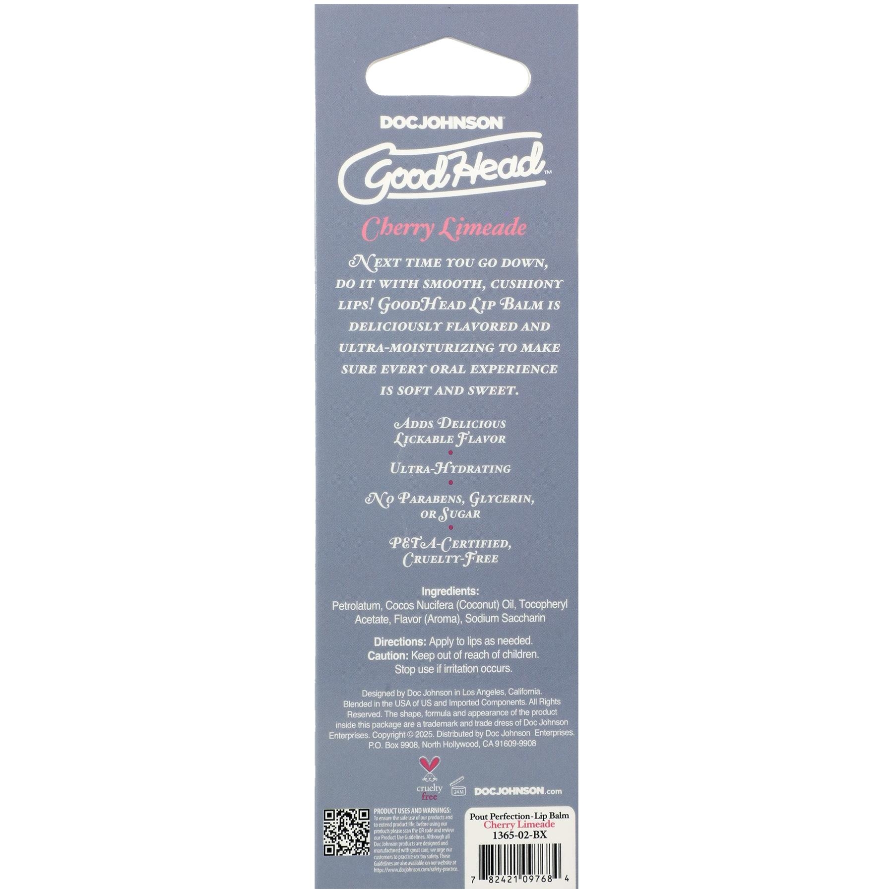 GoodHead - Pout Perfection Lip Balm Cherry Limeade back of box