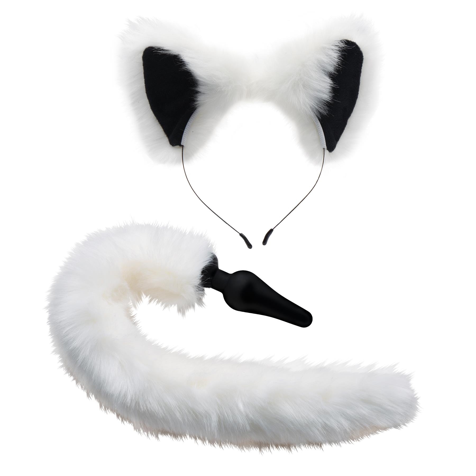 Tails White Fox Anal Plug & Ears Set