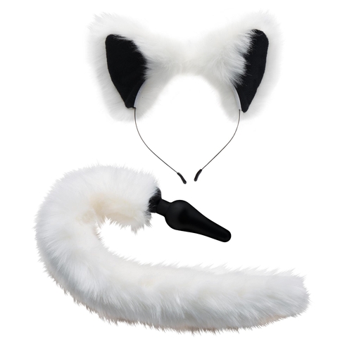 Tails White Fox Anal Plug & Ears Set