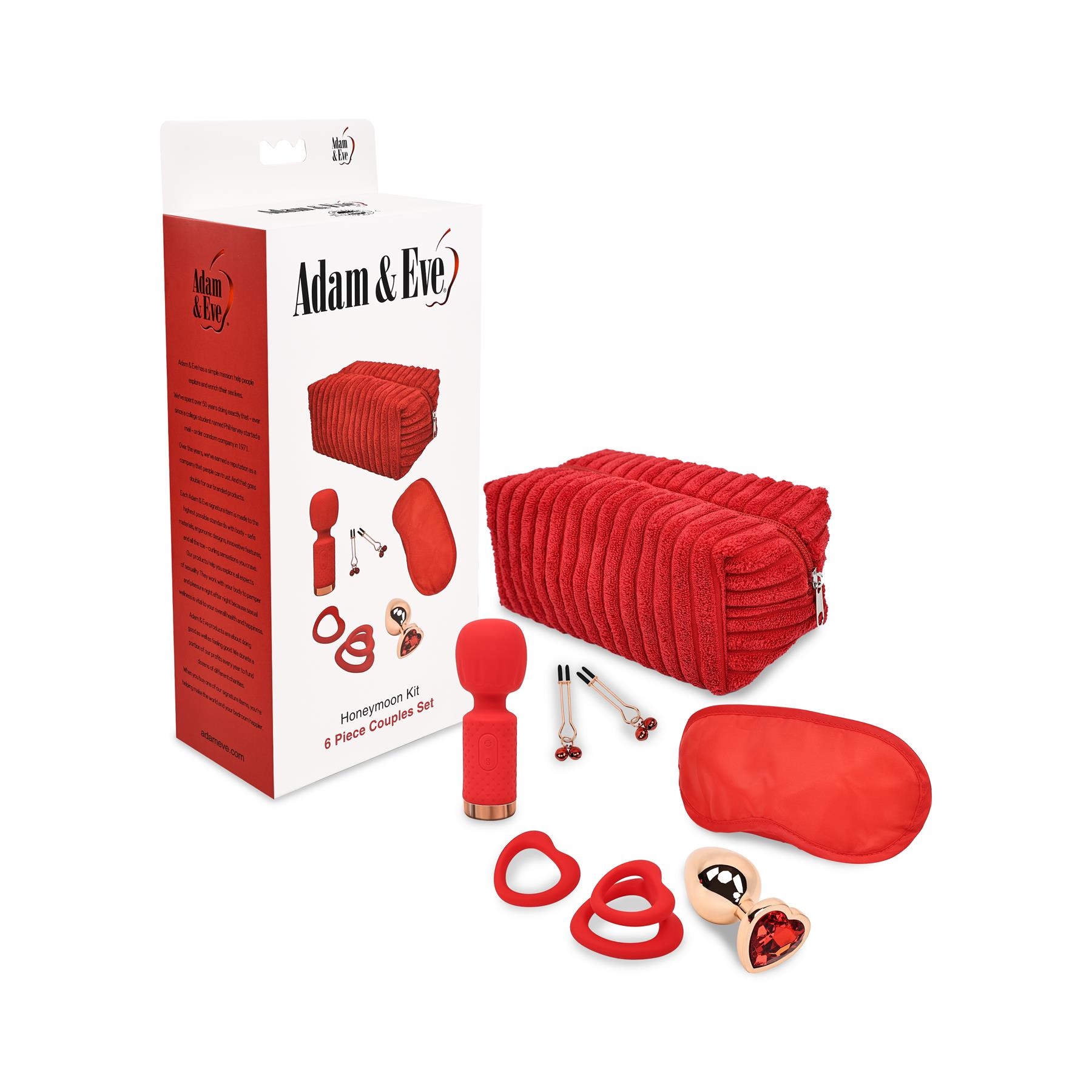 Adam & Eve Honeymoon Kit - Producta nd Packaging Shot - All Components
