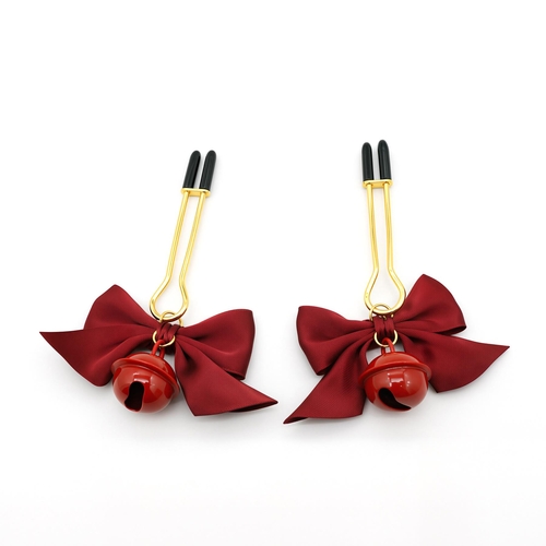 Bells and Bows Nipple Clamps - Product Shot - Red
