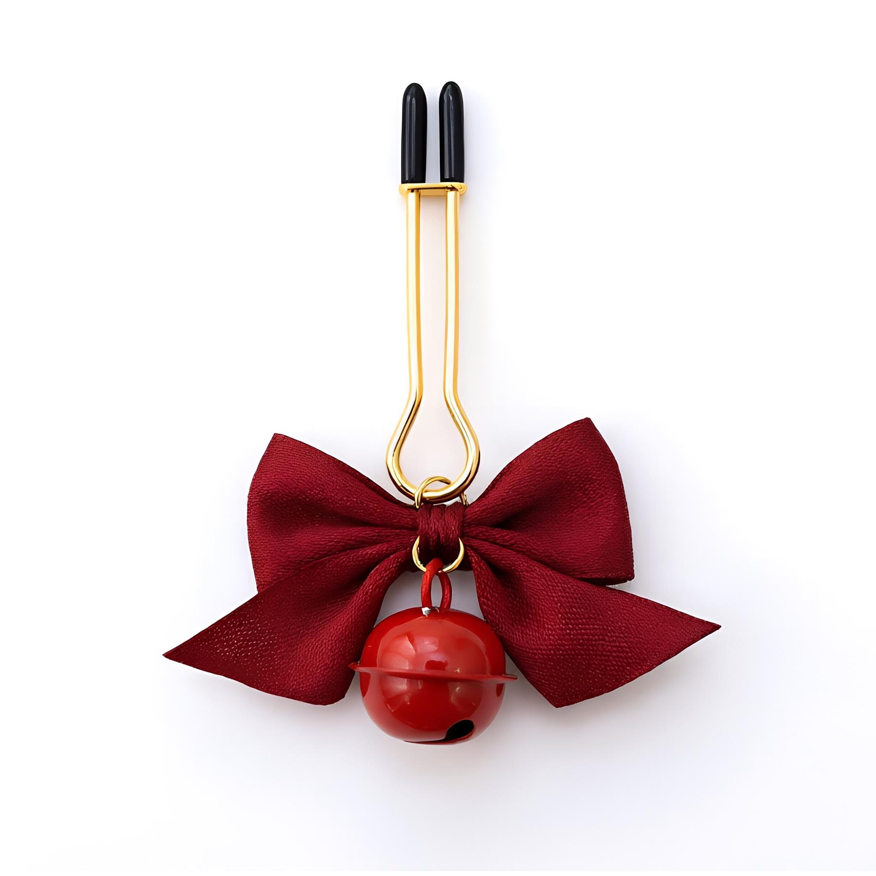 Bells and Bows Nipple Clamps - Product Shot - Black - Close Up