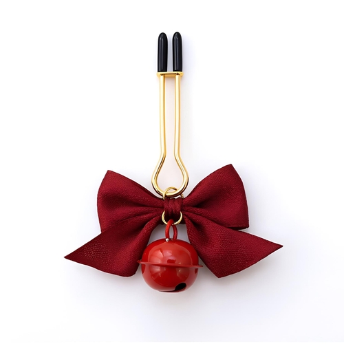 Bells and Bows Nipple Clamps - Product Shot - Black - Close Up