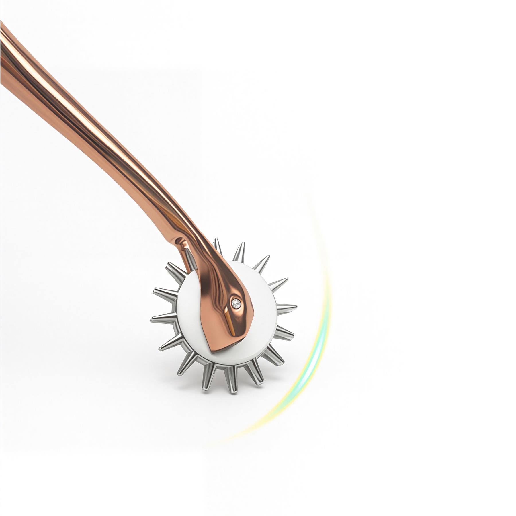 Rose Gold Triple Spoke Wartenberg Wheel - Close Up