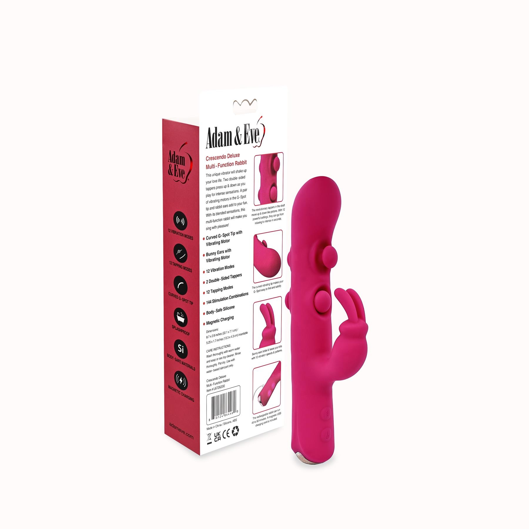 Adam & Eve Crescendo Deluxe Vibrator - Product and Back of Packaging