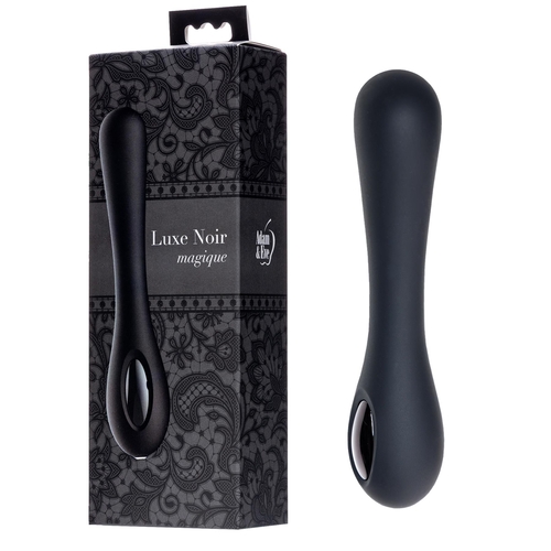 Adam & Eve Luxe Noir Magique Smooth Wand Massager - Product and Packaging