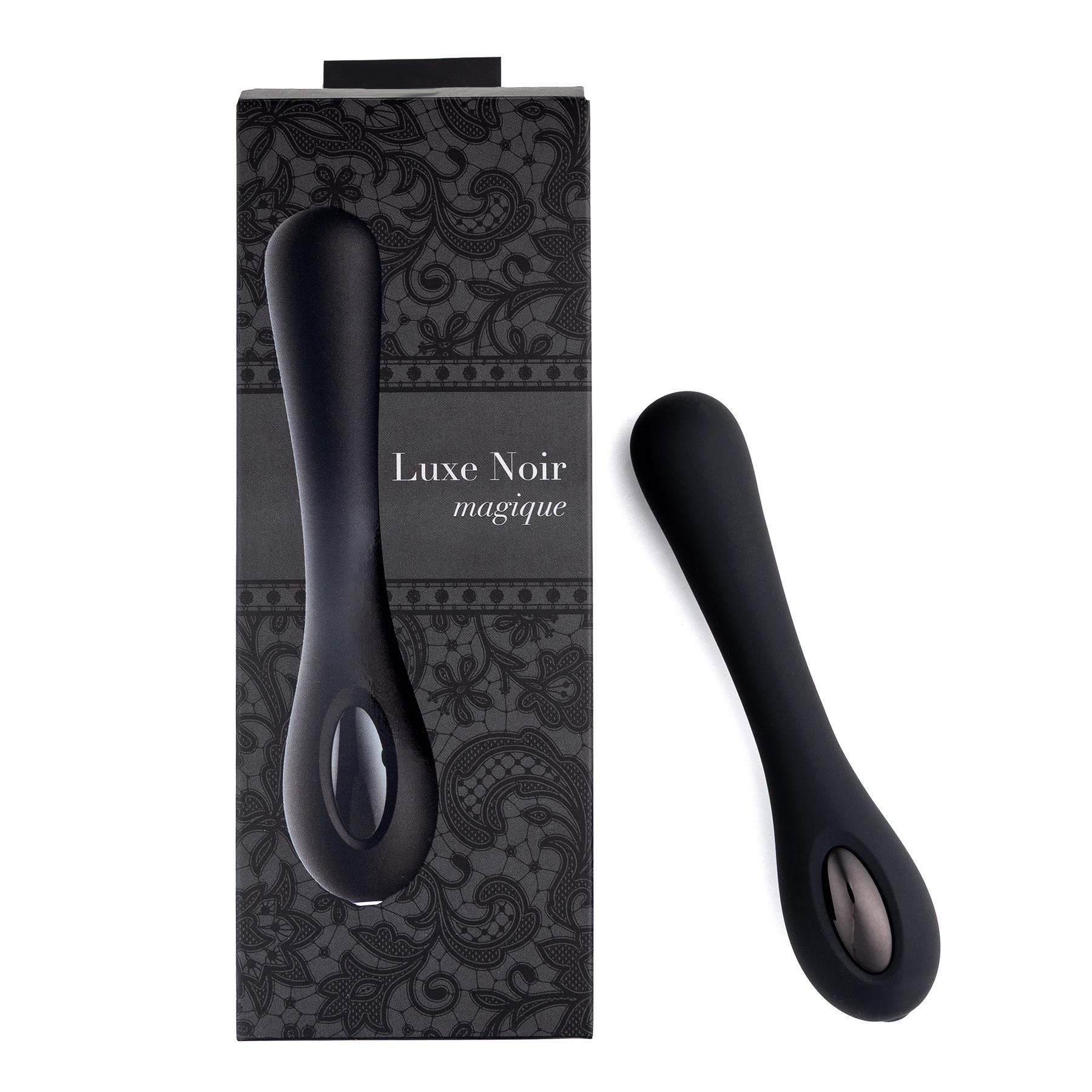 Adam & Eve Luxe Noir Magique Smooth Wand Massager - Product and Packaging
