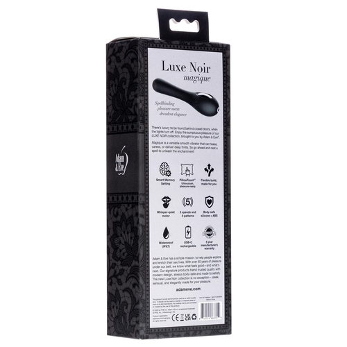 Adam & Eve Luxe Noir Magique Smooth Wand Massager - Packaging - Back