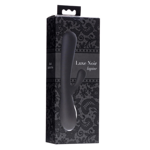 Adam & Eve Luxe Noir Lapine Sleek Rabbit Vibrator - Packaging Shot - Front