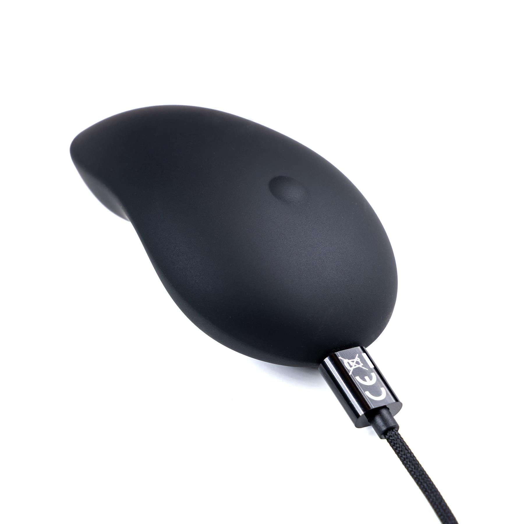 Adam & Eve Luxe Noir Palmier Personal Massager - Showing Where Charging Cable is Placed