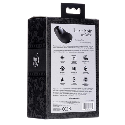 Adam & Eve Luxe Noir Palmier Personal Massager - Packaging - Back