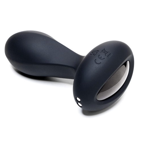Adam & Eve Luxe Noir Prise Plush Vibrating Plug - Product Shot #4 - Showing Magnetic Charging Port