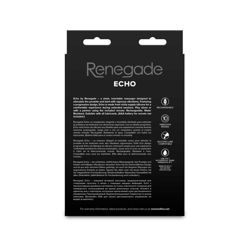 Renegade Echo Prostate Massager back of package