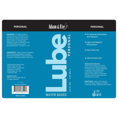 Adam & Eve Personal Lubricant 8 oz product sleeve