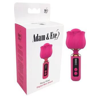 Adam & Eve Rizzy Rose Digital Mini Wand - Product and Packaging - Fuchsia