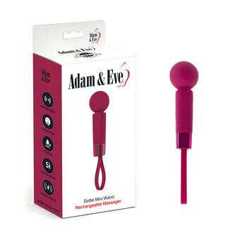 Adam & Eve Dottie Mini Wand Massager - Product and Packaging - Red