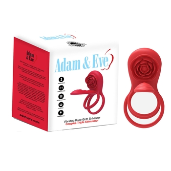 Adam & Eve Rose Vibrating C-Ring - Product and Packaging Shot