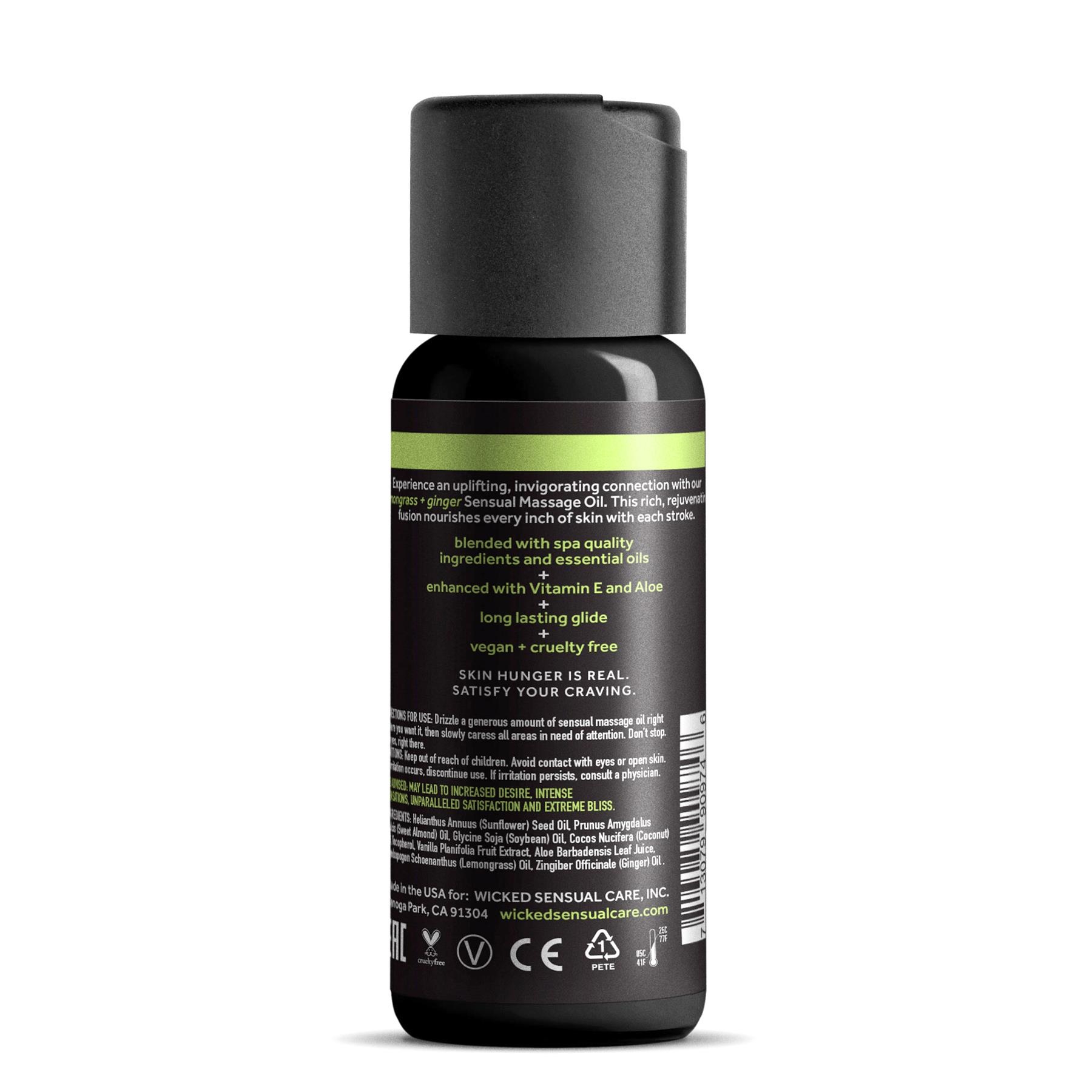 wicked sensual massage oil lemongrass + ginger back