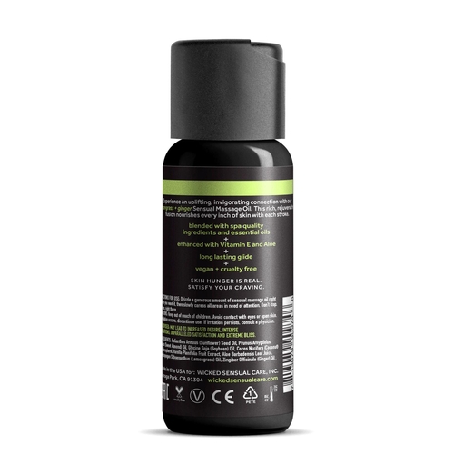 wicked sensual massage oil lemongrass + ginger back